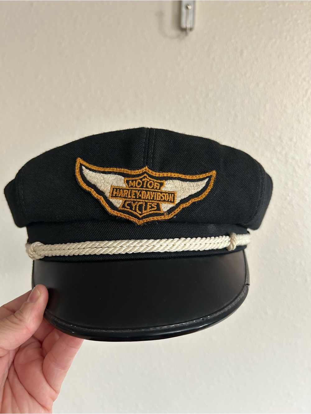Vintage Harley Davidson Captains Hat Motorcycle Wool Cap Size L - Picture 2 of 10